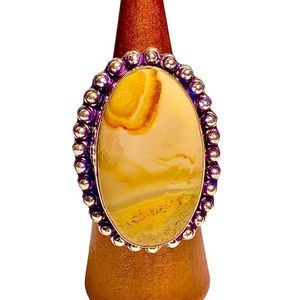 Natural Mookaite Gemstone in a Handcrafted 925 Stamped Ring (9.5)